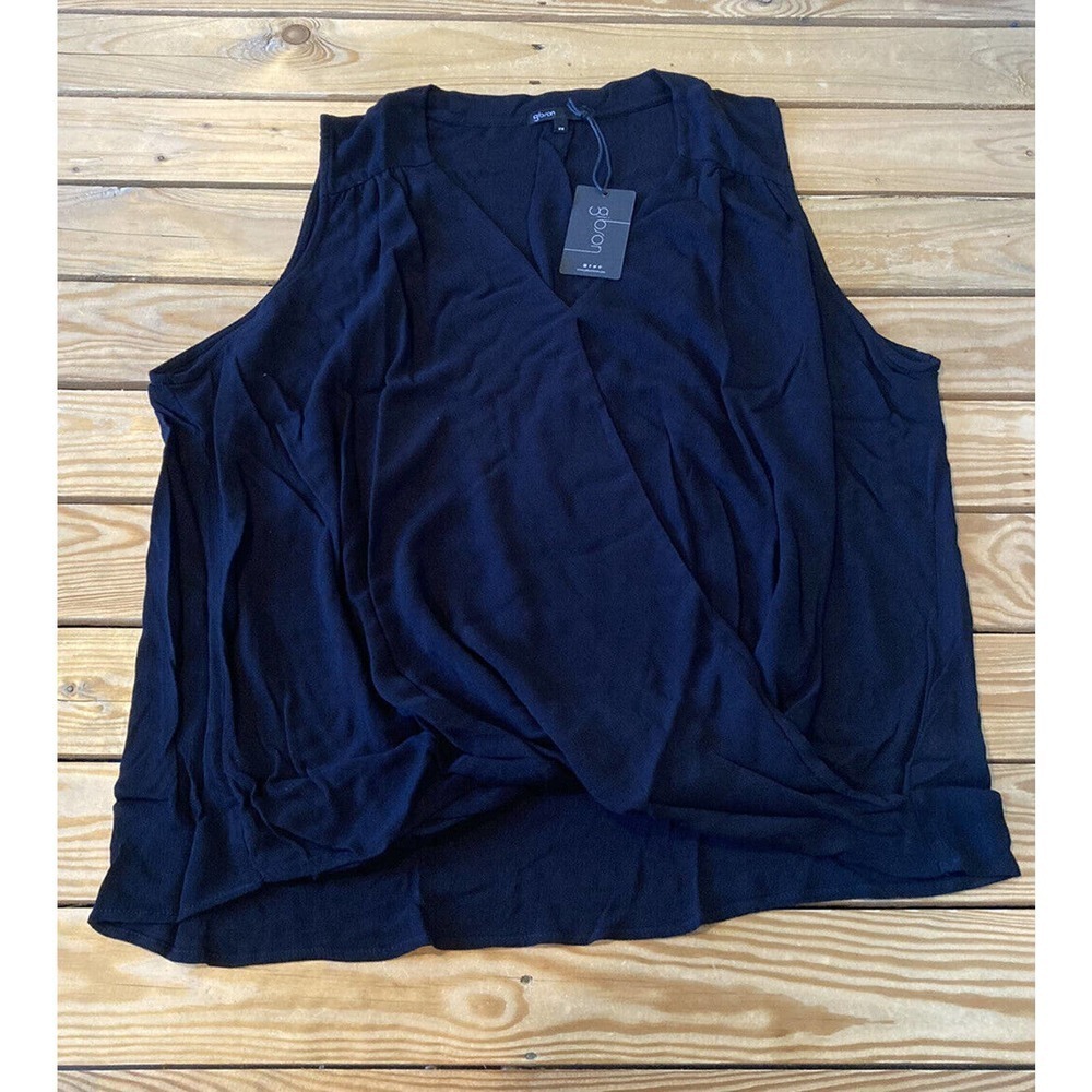 NWT Gibson Sleeveless Cross Front Blouse Size 2X Women’s Black